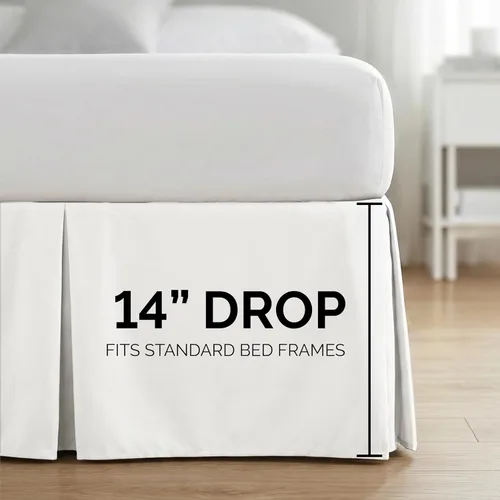 Vista 3 de Southshore Fine Linens VILANO Springs faldón para cama plisada, 15 pulgadas, Microfibra, Blanco brillante, gemelo