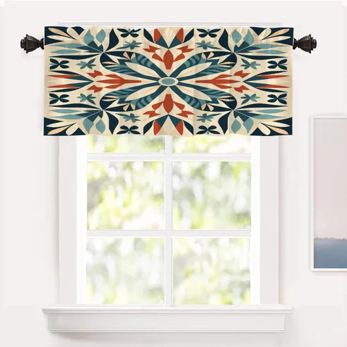 Vista 61 de Shrahala Beige and Orange Abstract Art Brushstrokes Blackout Curtain Tiers, Abstract Oil Paint Kitchen Valance Light Blocking Tier Drapes with Rod