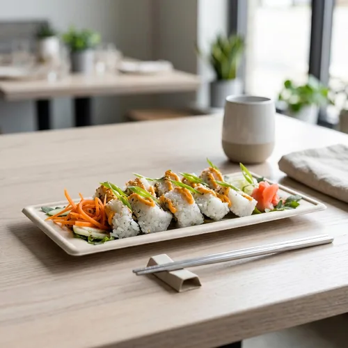 Vista 3 de Restaurantware Pulp Tek - Platos rectangulares de bagazo, 100 platos de ensalada impermeables a la grasa, tapas se venden por separado, platos