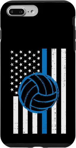 Vista 12 de US Flag Blue Line Volleyball Vintage Patriotic Police Cop Case for iPhone 17