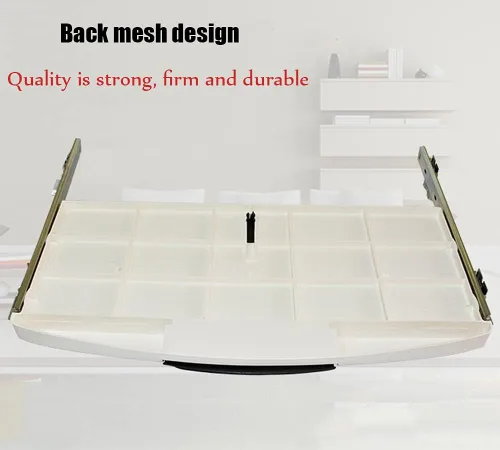 Vista 4 de Y&J Bandeja ergonómica de extensión de escritorio para bricolaje, espacio de almacenamiento para cajones de teclado, ideal para el hogar u oficina