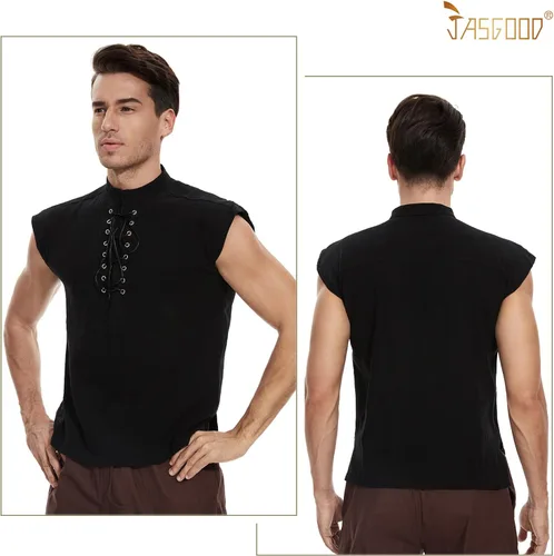 Vista 7 de JASGOOD Chaleco medieval renacentista gótico steampunk para hombre, disfraz de pirata