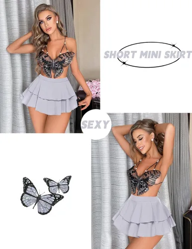Vista 4 de Avidlove - Minifalda plisada con pliegues sólidos para mujer.