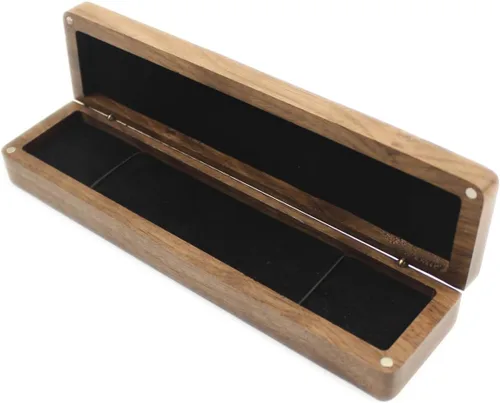 Vista 4 de Caja de regalo de collar rectangular largo de madera de nogal, caja de almacenamiento de joyería, caja de exhibición para aniversario, proponer