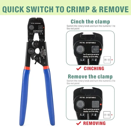 Vista 3 de iCrimp Herramienta de trinquete PEX Cinch&Remove para abrazaderas de acero inoxidable con 50 abrazaderas de 1/2 pulgada