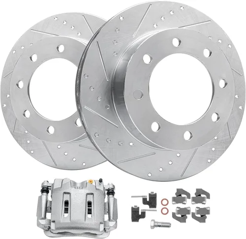 Vista 14 de Detroit Axle - Rotores de freno traseros perforados y ranurados + Reemplazo de calibrador de freno de disco trasero derecho para Acura TL Honda