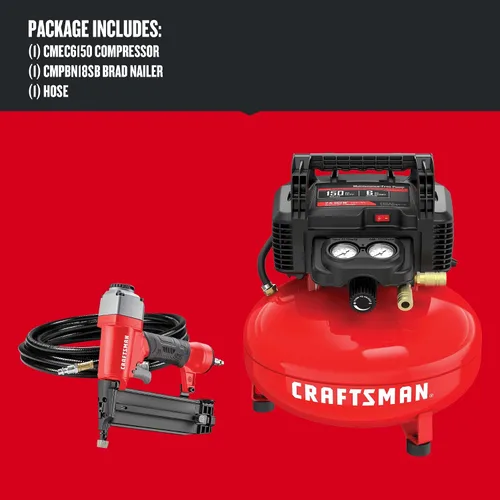 Vista 3 de CRAFTSMAN Kit combinado de clavadora Brad y compresor de aire con manguera (CMEC1KIT18)