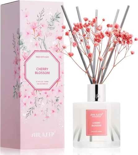 Vista 16 de Airkeep Juego de difusor de varillas – 3.38 onzas líquidas (3.4 fl oz), difusor de aroma de bambú para el hogar, incluye 8 varillas difusoras