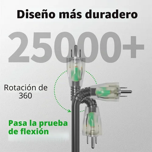 Vista 3 de POWGRN Cable de extensión para exteriores de 50 pies, 10 AWG, impermeable Negro