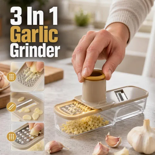 Vista 2 de Molinillo de ajo multifuncional, ahorro de tiempo 3 en 1 para cocinar Gris