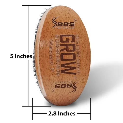 Vista 2 de GROW - Cepillo para barba y cepillo ondulado 360 para hombres, cerdas de jabalí naturales para cabello más completo y grueso, barba y bigote