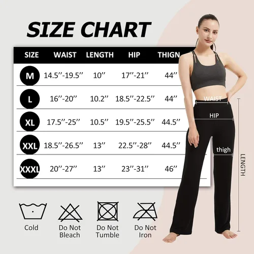 Vista 5 de FELEMO Pantalones de yoga acampanados para mujer, ajuste holgado, cintura alta, pantalones de yoga para mujer, pantalones de trabajo