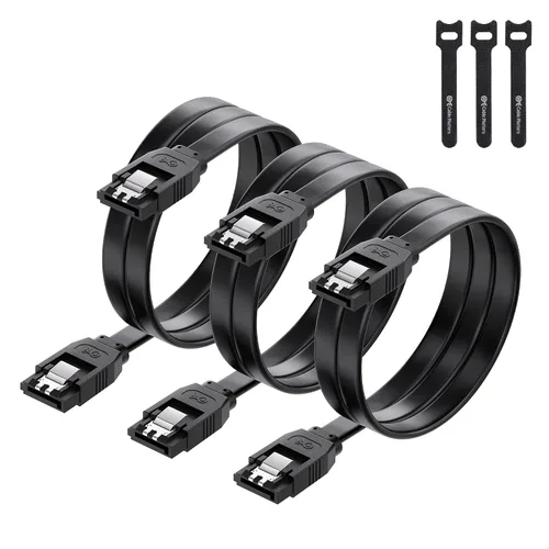 Vista 8 de Cable Matters Paquete de 3 cables rectos SATA III de 6 Gbps, negro, 18
