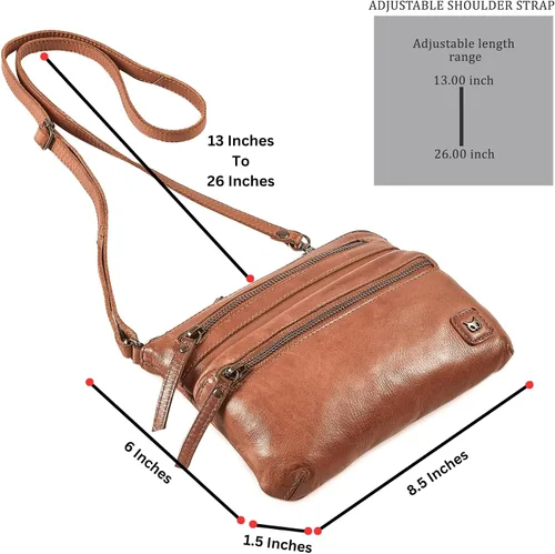 Vista 2 de Wise Owl Accessories Bolso bandolera pequeño de cuero real para mujer, bolso cruzado de moda