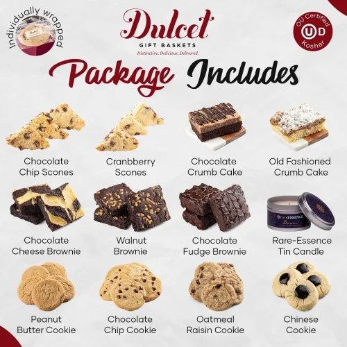 Vista 5 de Cesta de regalo gourmet para adultos, regalos de comida de panadería, pensando en ti, cesta de regalo de condolencias para mujeres, amigos, familia