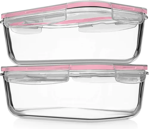 Vista 13 de Razab 4 recipientes grandes de vidrio para almacenar alimentos de 62.9 fl oz / 63 onzas / 8 tazas con tapas, recipientes de vidrio para preparar