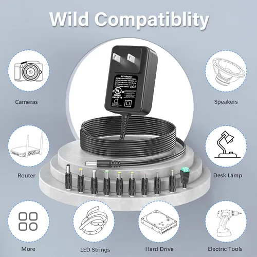 Vista 4 de 26V 1A 0.5A Cargador Cable de Alimentación Adaptador de CA con 10 Multi