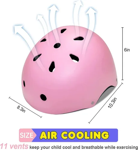 Vista 20 de Casco ajustable para niños con rodilleras, coderas y muñequeras - Cascos de bicicleta para niños pequeños de 3-5, 5-8, 8-14 años - Perfecto