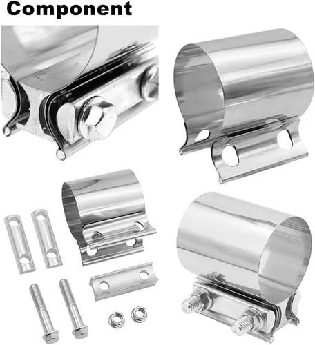 Vista 6 de Abrazadera de Escape de 2.5", Abrazadera de Banda de Junta a Tope de 2 1/2" Conector de Manguito de Acero Inoxidable para Silenciadores, Tubos
