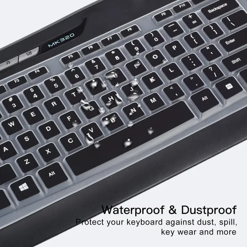 Vista 5 de Logitech MK320 K330 MK335 - Funda de teclado de silicona impermeable para Logitech MK320 MK335, color negro