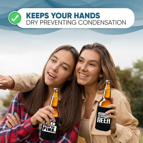 Vista 5 de Divertidos frases de fiesta de cerveza para latas de cerveza con aislamiento térmico para bebidas con soda, cerveza Hugger Coolies