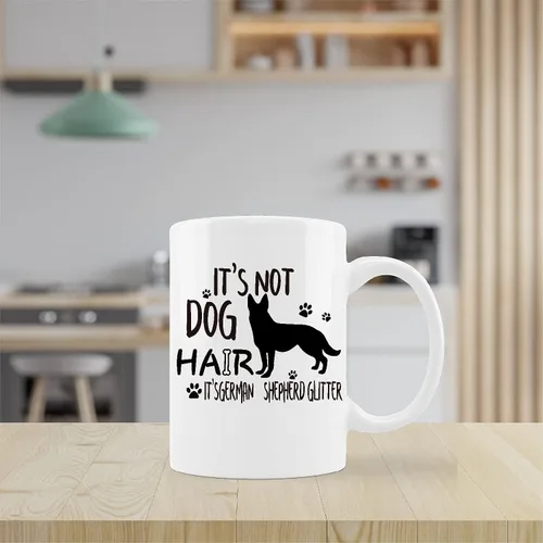 Vista 3 de kunlisa Divertida taza de pastor alemán, taza de cerámica con purpurina de pastor alemán, 11 onzas, regalos para amantes de los perros, mujeres