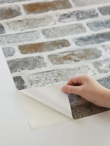Vista 7 de NextWall - Papel pintado de ladrillo sintético lavado, de pelar y pegar