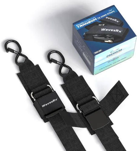 Vista 10 de WavesRx Correas de popa de remolque de barco y moto acuática de alta calidad - Correas marinas - Ajustable a través de hebilla de liberación rápida