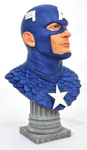 Vista 9 de Leyendas en 3-Dimensiones: Marvel Comics Capitán América 1: 2 Escala Busto, Multicolor