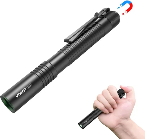 Vista 8 de VTIGER T2A - Linterna compacta EDC de 1500 lúmenes de alto, linterna LED recargable AA, superbrillante, pequeña, táctica, con bolsillo, con imán