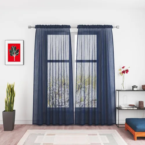Vista 97 de UPOPO Paneles de Cortina Beige Pequeños Cortinas Transparentes de Gasa de 16 Pulgadas de Largo Cortinas de Cocina de Voile con Textura de Lino