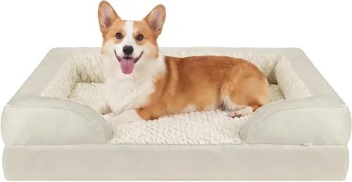 Vista 33 de L Plus - Cama ortopédica para perros grandes, sofá lavable para perros con espuma para huevos, forro impermeable y parte inferior antideslizante