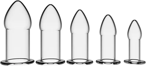 Vista 8 de AMAZBEE Juego de 5 tapones anales de silicona suave, dilatador anal hueco para adultos, juguete sexual anal, kit de bondage para hombres, mujeres