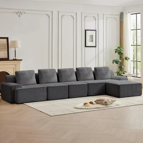 Vista 68 de Sofá modular modular con otomana móvil, sofá de asiento profundo con almohadas, cómodo sofá modular de nube para sala de estar, dormitorio y Blanco