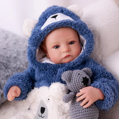 Vista 8 de BABESIDE Muñecas Reborn de bebé realistas Niño - Aiden 17 Pulgadas Muñeca de bebé realista hecha a mano de tela suave con cuerpo de silicona recién