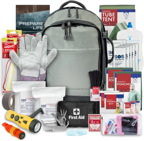 Vista 10 de Urban Survival Bug-Out Bag y suministros de supervivencia en desastres para hasta 6 personas 1-2 Persona Negro