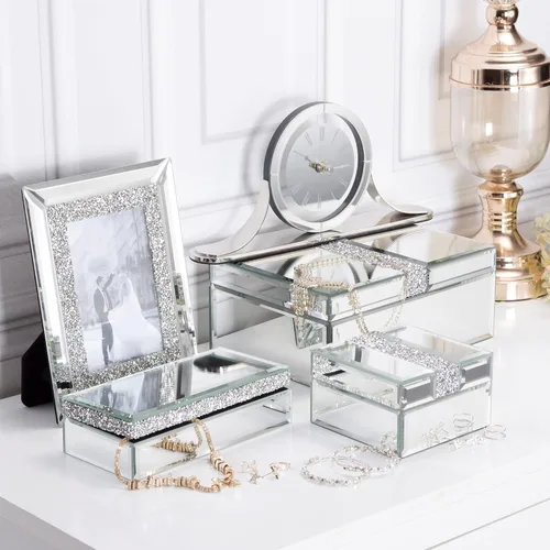 Vista 7 de Joyero grande de cristal con diamantes de imitación organizador de joyas caja decorativa para mujeres y niñas regalo lujoso