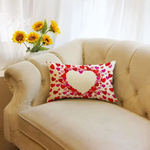 Vista 5 de Ogiselestyle Funda de almohada lumbar de corazón de amor de San Valentín, 12 x 20 pulgadas, decoración de aniversario, boda, para sofá