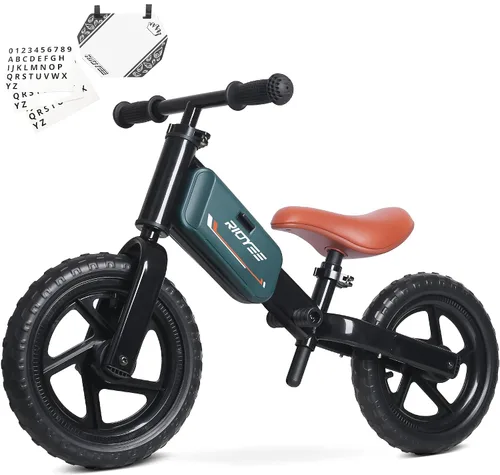 Vista 13 de RIDYEE Bicicleta de equilibrio para niños de 2 a 5 años con ajuste sin herramientas, dirección limitada, reposapiés, placa de nombre personalizada