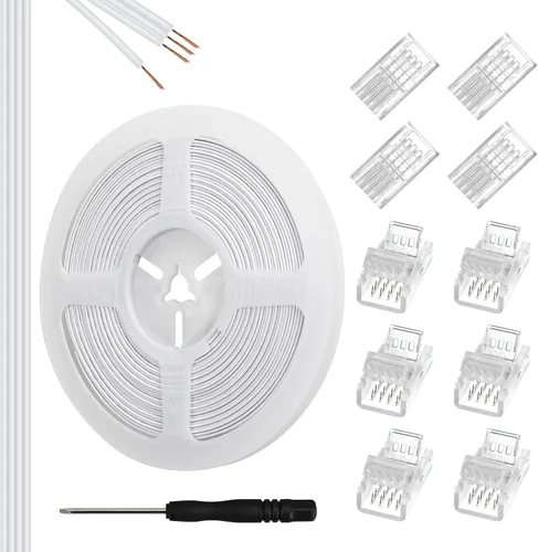 Vista 12 de RGBZONE 10 piezas de 2 pines de 8 mm de tira LED a conectores de cable y 10 m/32.8 pies de cable de extensión de 2 pines para tiras de luces LED