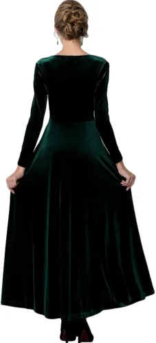 Vista 2 de EXCHIC Vestido largo de terciopelo elegante para mujer vestido de baile de noche vestido largo de Navidad