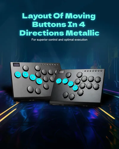 Vista 3 de Borcham All-Button Arcade Stick, Street Fighter Game Controler with DIY RGB & Turbo Functions, Compatible with PCPs3Ps4SwitchSteam Game, Supports