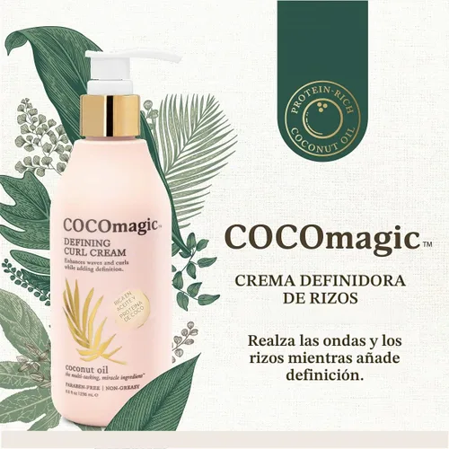 Vista 3 de Cocomagic Defining Curl Cream Control extra del encrespamiento Protege contra puntas abiertas y roturas Sin parabenos (8 onzas)