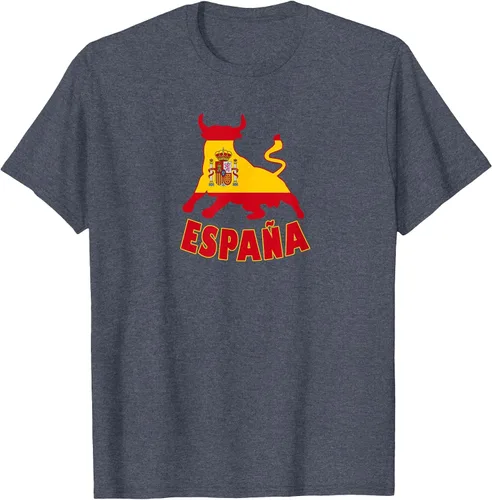Vista 102 de Spain Espana with Bull and National Flag/Present T-Shirt Asphalt Grey