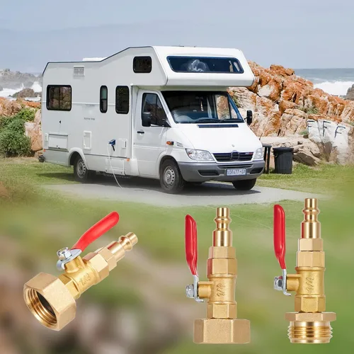 Vista 6 de Adaptador de Soplado para Invierno, Conector Macho de Conexión Rápida de 1/4 Pulgadas y Rosca de Manguera GHT de 3/4 Pulgadas. Con Válvula de Bola