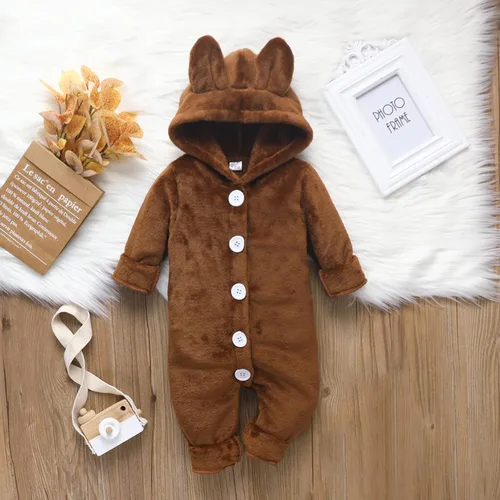 Vista 2 de Mono para bebés y niñas recién nacidas, con estampado de leopardo, orejas de conejo, traje de nieve de vellón, lindo overol con capucha, ropa