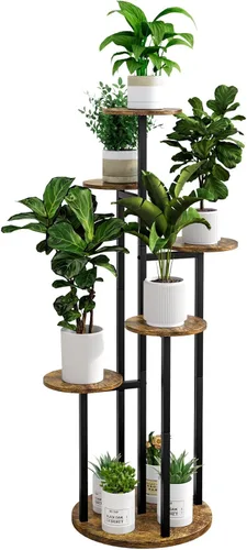 Vista 12 de INGIORDAR - Soporte para plantas de 4 niveles para interiores Multiple Plants with MDF Top Board Metal for Balcony Living Room Patio Garden