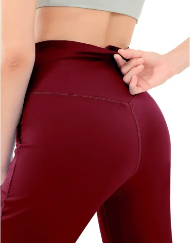 Vista 2 de Rosemmetti Pantalones capri de yoga para mujer, corte de bota, talla grande, cintura alta, pantalones de entrenamiento atlético, con bolsillos