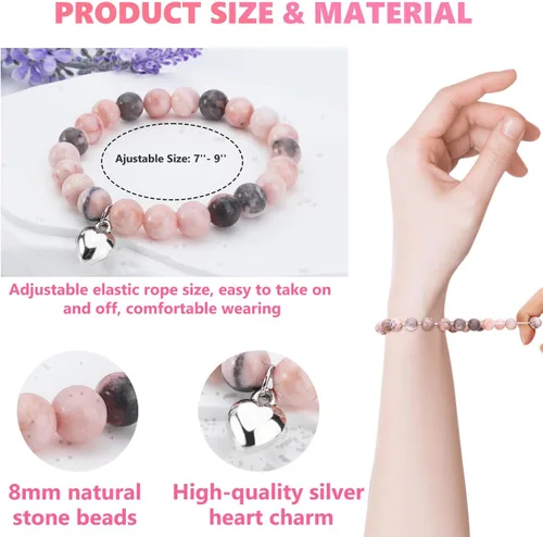 Vista 3 de Pulsera de piedra natural para mujeres y niñas, regalo para amiga, hermana, hija, nieta, ahijada, sobrina, novia, alma gemela, inspirador