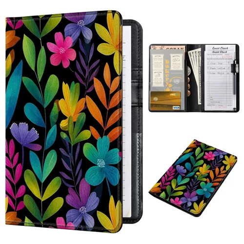 Vista 42 de CoBak Libreta para servidores de alta calidad: organizador de cartera de camarero de 5.12 x 7.91 pulgadas en piel auténtica, con 8 bolsillos